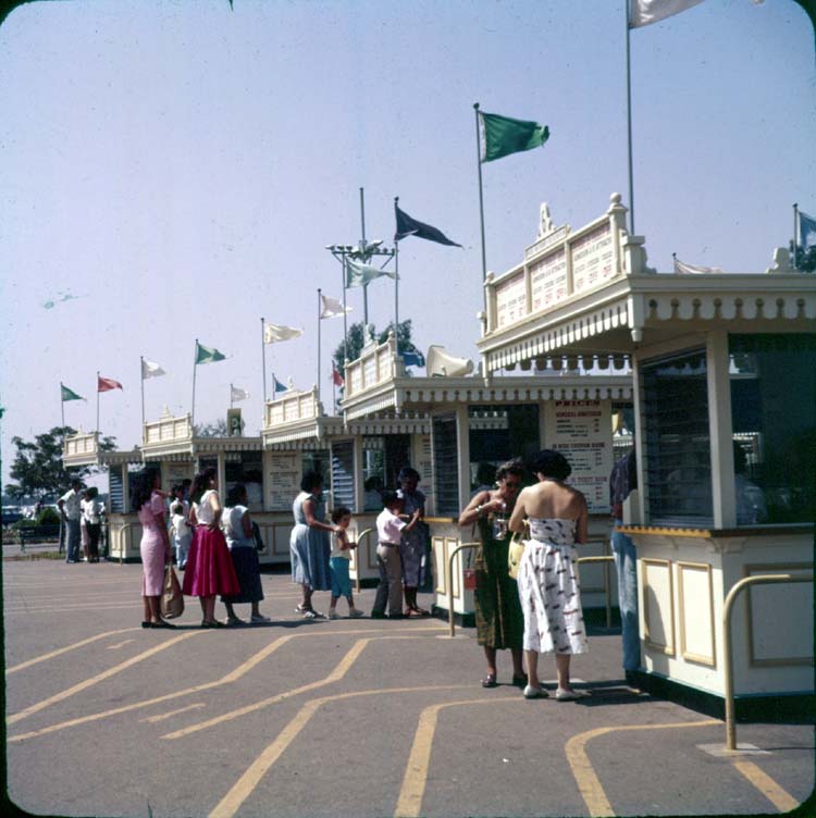 The first shows the old line of Ticket Booths where one would purchase your 
