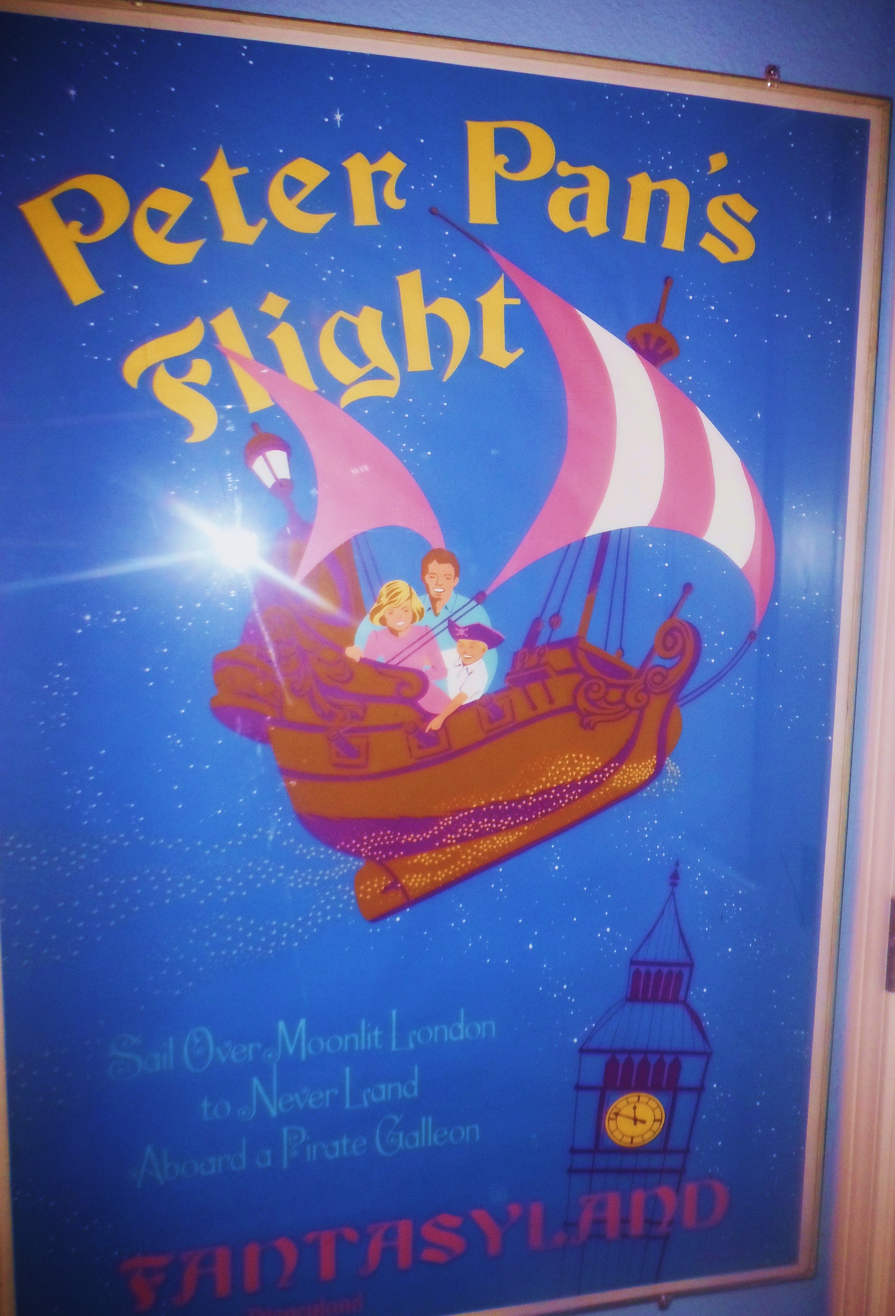 Disney's Peter Pan's Flight Attraction Movie Ride Art Poster TIN SIGN 